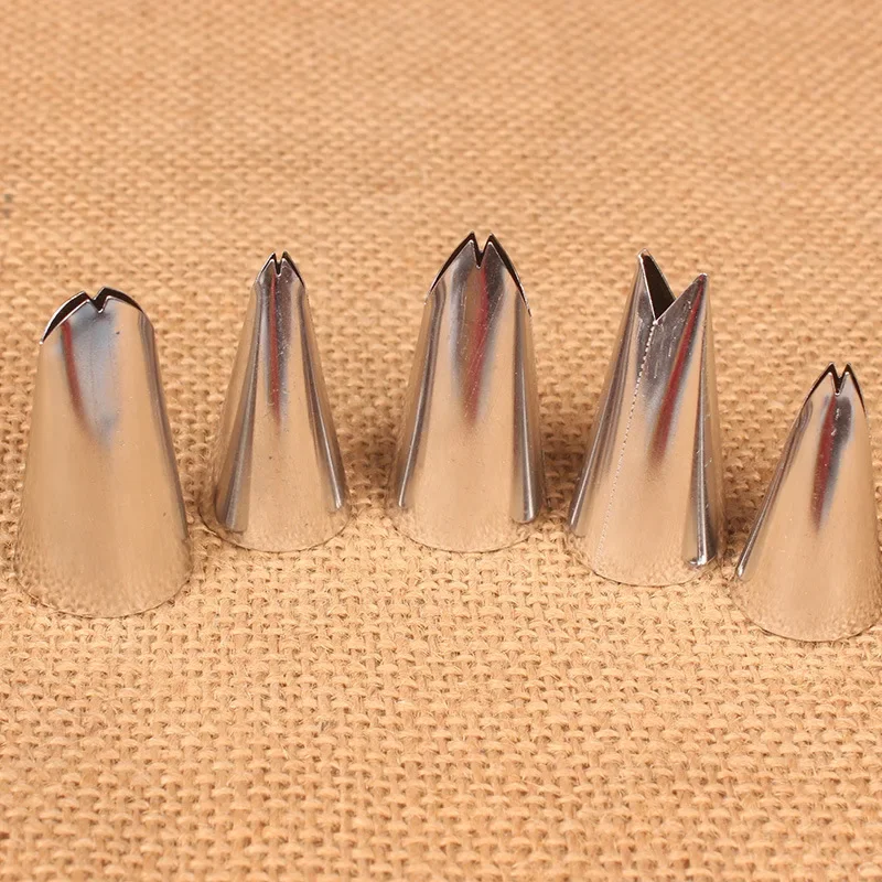 Pastry Nozzles 5 Pcs Set Leaves Stainless Steel Icing Piping Nozzles Tips For Cake Decorating Pastry Fondant Tools pastry nozzles,cake decorating tools