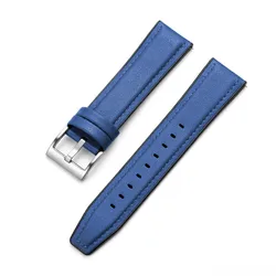 Premium Calfskin Leather Watch Strap - Soft, Unisex Wristwatch Accessory - 20mm (Blue)