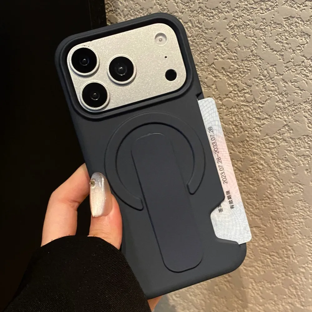 Soft Silicone Grip Holder with Card Slot and Shockproof Magnetic Case Cover