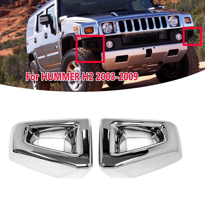 

1Pair Car Front Bumper Corner Cover Trim Chrome For Hummer H2 SUV SUT 2003-2009 Grill Racing End Cap Decorative Frame