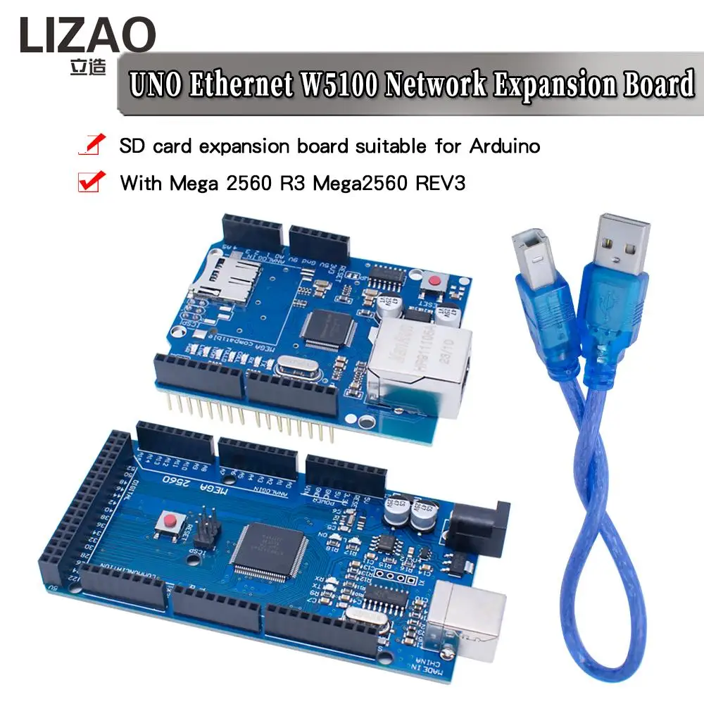 Lizao Uno Ethernet W5100 Scheda Di Espansione Di Rete Sd Card Shield Per Arduino Con Mega 2560 R3 Mega2560 Rev3