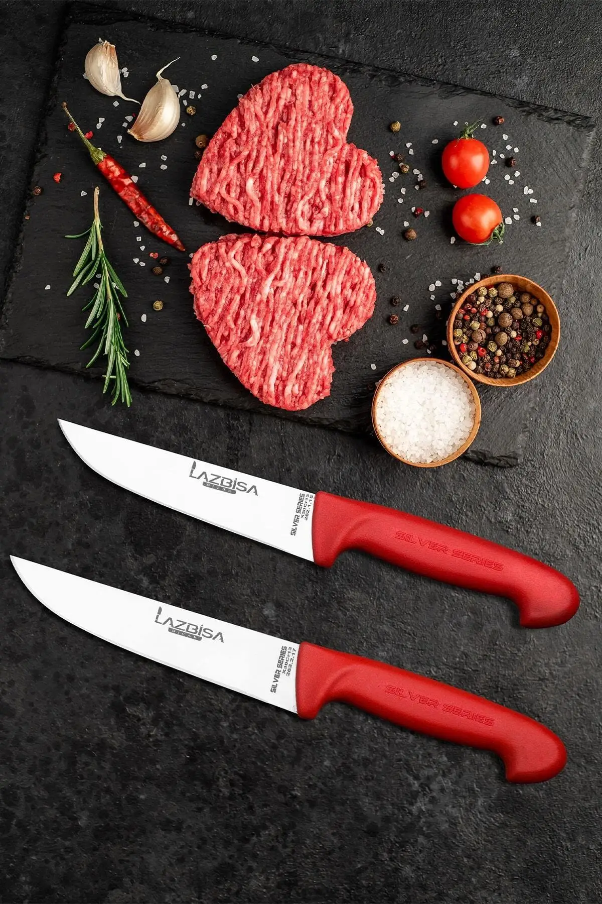 

Kitchen Accesories Knife Set 2 Pcs. Bread Vegetable Knife - Silver Series Stainless Steel Steak Chef Chopper