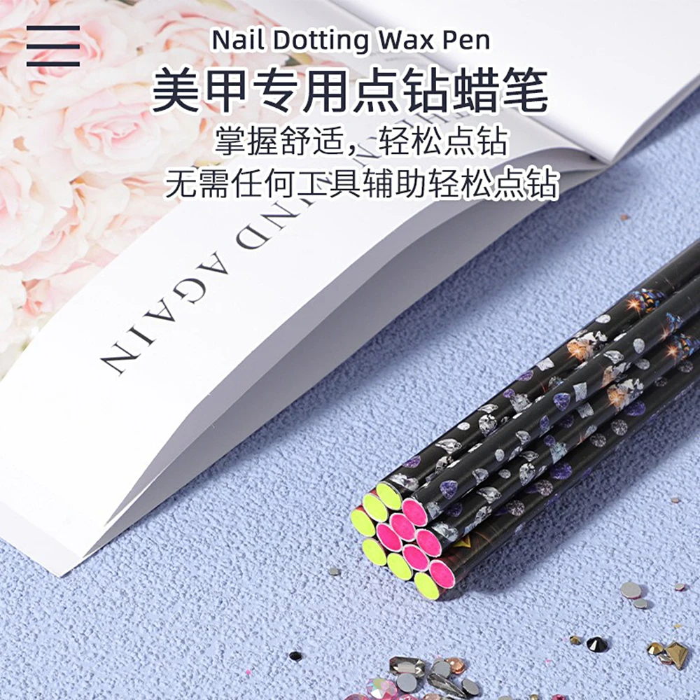 22cm Nail Dotting Pen Rhinestone Studs Picker Diamond Glitter Picking Wax Pencil Manicure Nail Art Tool Manicure Dotting Tools 3