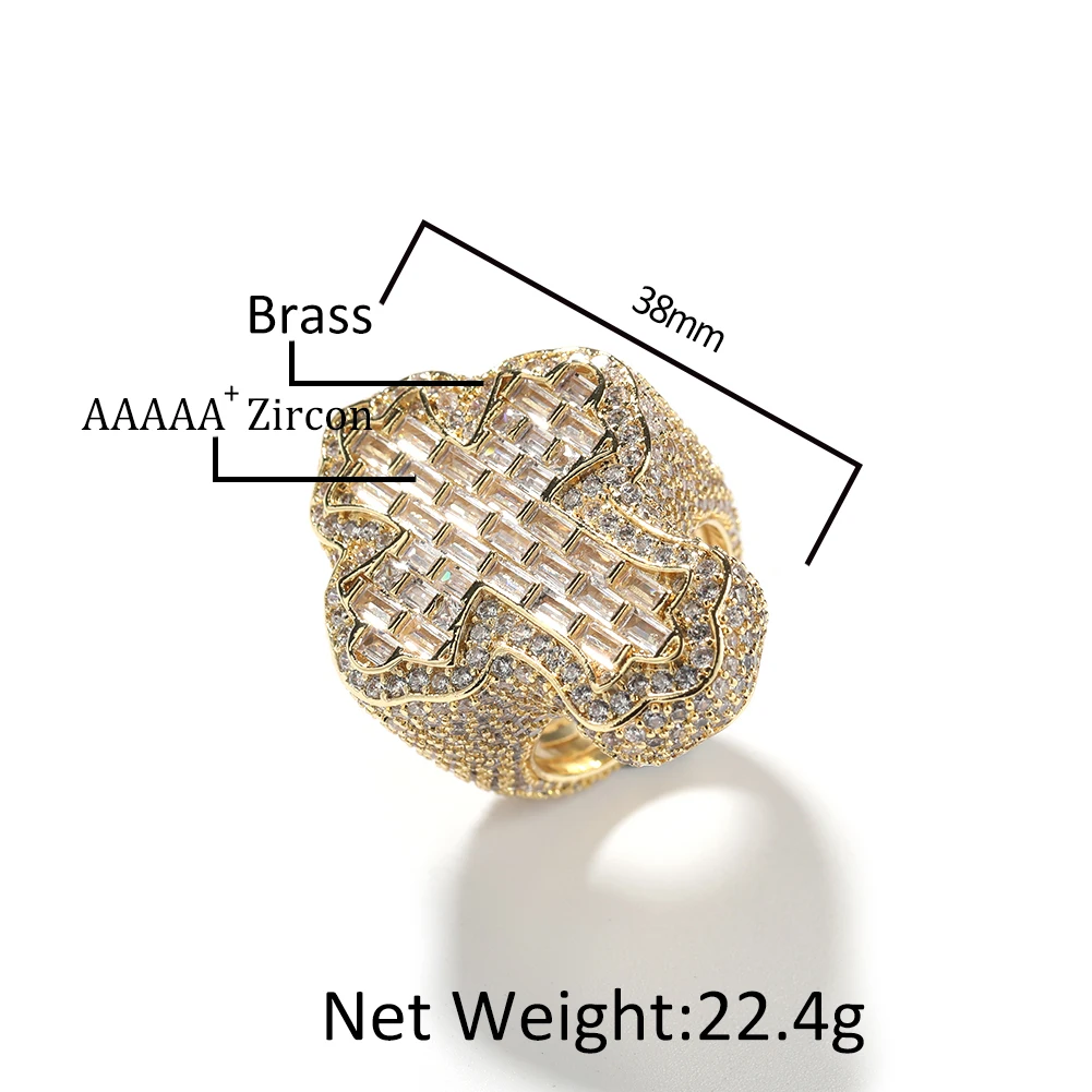 UWIN Baguettecz Cross Rings for Men Iced Out Bling Cubic Zirconia Rings Fashion Hip Hop Jewelry for Gift