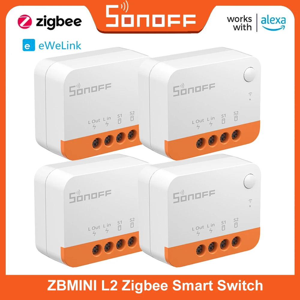 Sonoff-zigbee l2 Extremo Zigbee Interruptor Inteligente sem Fio Neutro Necessário Faça Você Mesmo Controle Bidirecional Zigbee Hubs Ponte Alexa Google