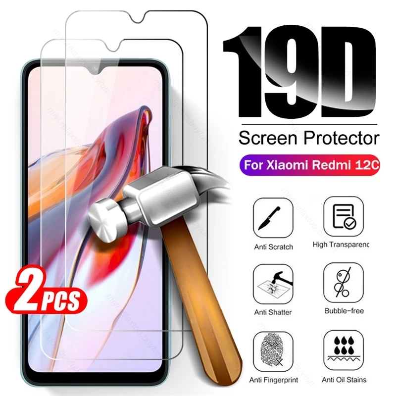 

2PCS 9H Premium Tempered Glass For Xiaomi Redmi 12C Glass Screen Protector Explosion-Proof HD Film Cover Redmi12C Redmy 12C 12 C
