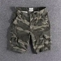 Harajuku Fashion Streetwear Summer Shorts Men's Camo Cargo Knee Length Work Twill Cotton Loose Fit Camouflage Shorts for Men 1