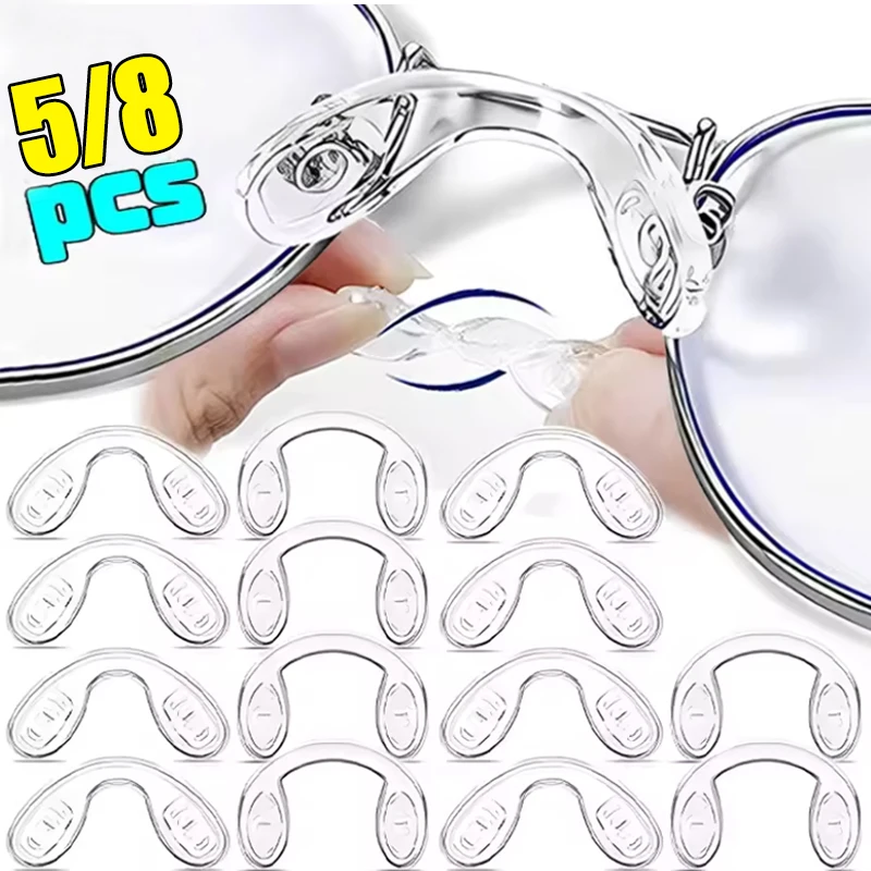 5/8Pcs U 모양의 실리콘 안경 코 패드 안티 슬립 컴포트 핏 스포츠 데일리 웨어 안경 프레임 간편한 교체