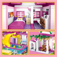 ZKZC 1018pcs City 1 Change 3 Summer Double-storey Villa House Building Blocks Friends Garden Flower Figures Bricks Toys Girls 6
