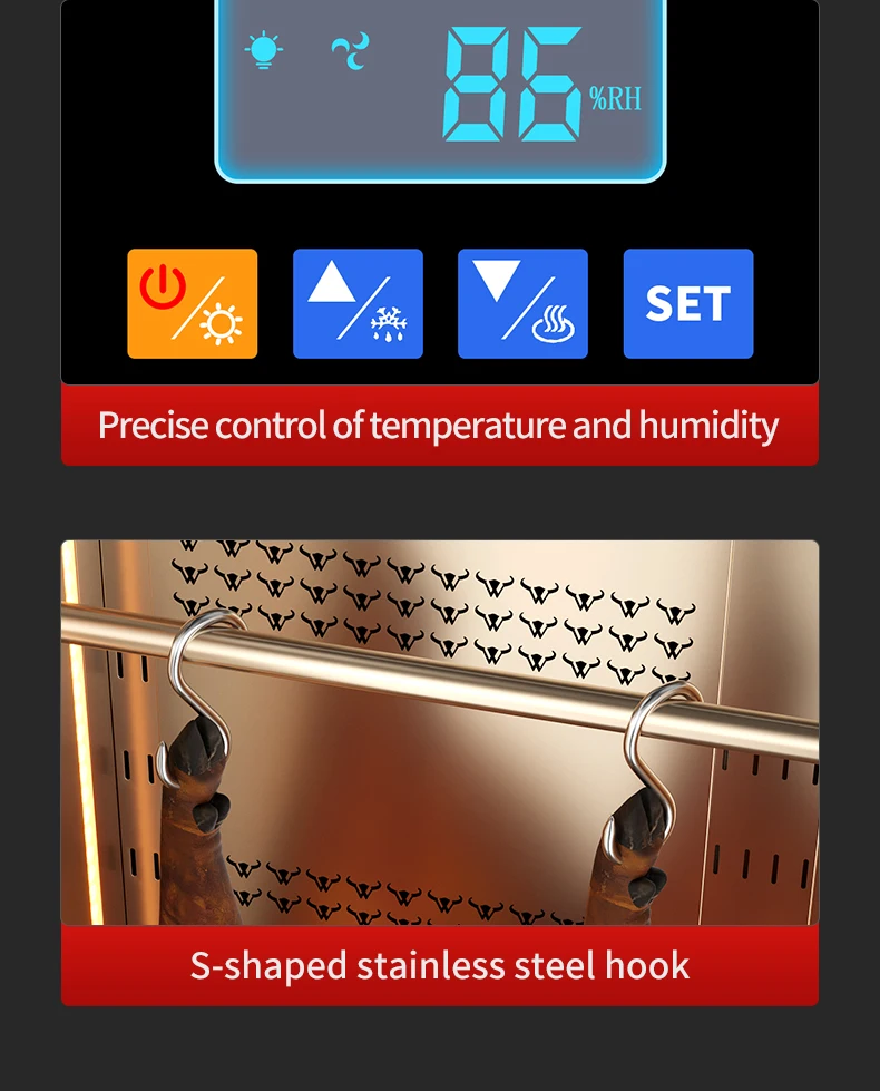 Grade Beef Aging Meat Preservation Cabinet Triple Doors Automatic Defrost Commercial Dry Aging Fridge for Steak Restaurant