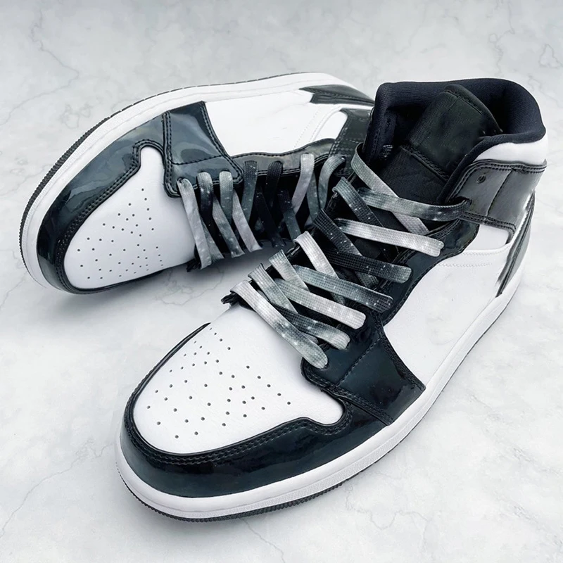 1 Paio Di Lacci Delle Scarpe X Neri E Rossi AJ1 MID Sneakers Lacci Delle Scarpe Lacci Delle Scarpe Di Qualà Alla Moda 120/140/160CM Accessori Per Scarpe - Foto 9