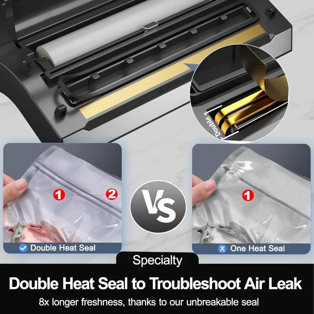 2025 Upgraded Precision Fast-Vacuum Sealer,  Commercial Full Automatic Food Vacuum Sealer Machine, Double Heat Seal, Built-in Cu