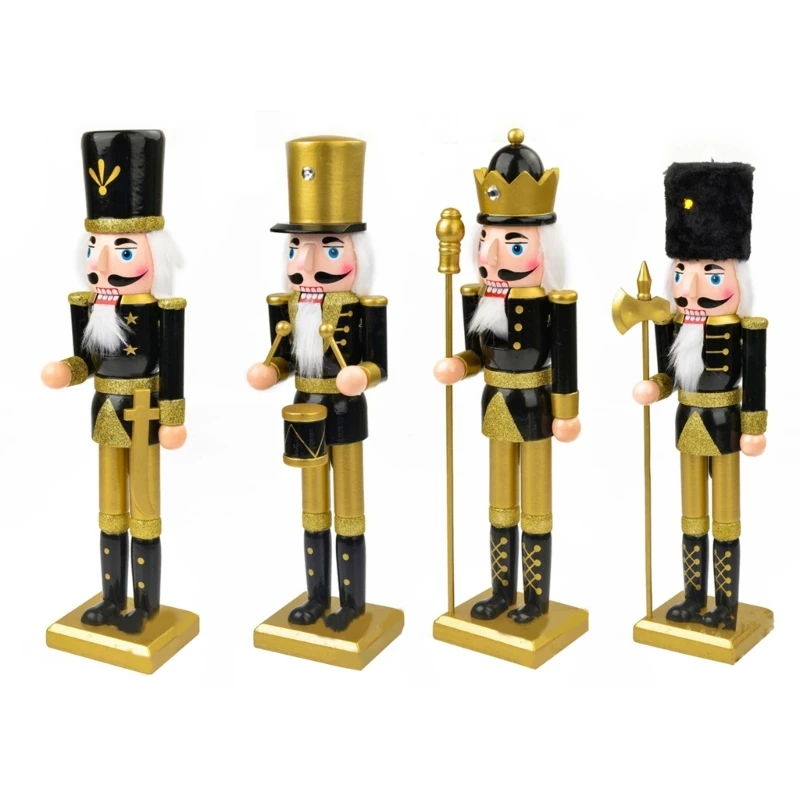 

Christmas Decoration Wood Nutcrackers Soldier Figurine Puppet Ornament for Indoor Winter Table Centerpiece Home F1FB