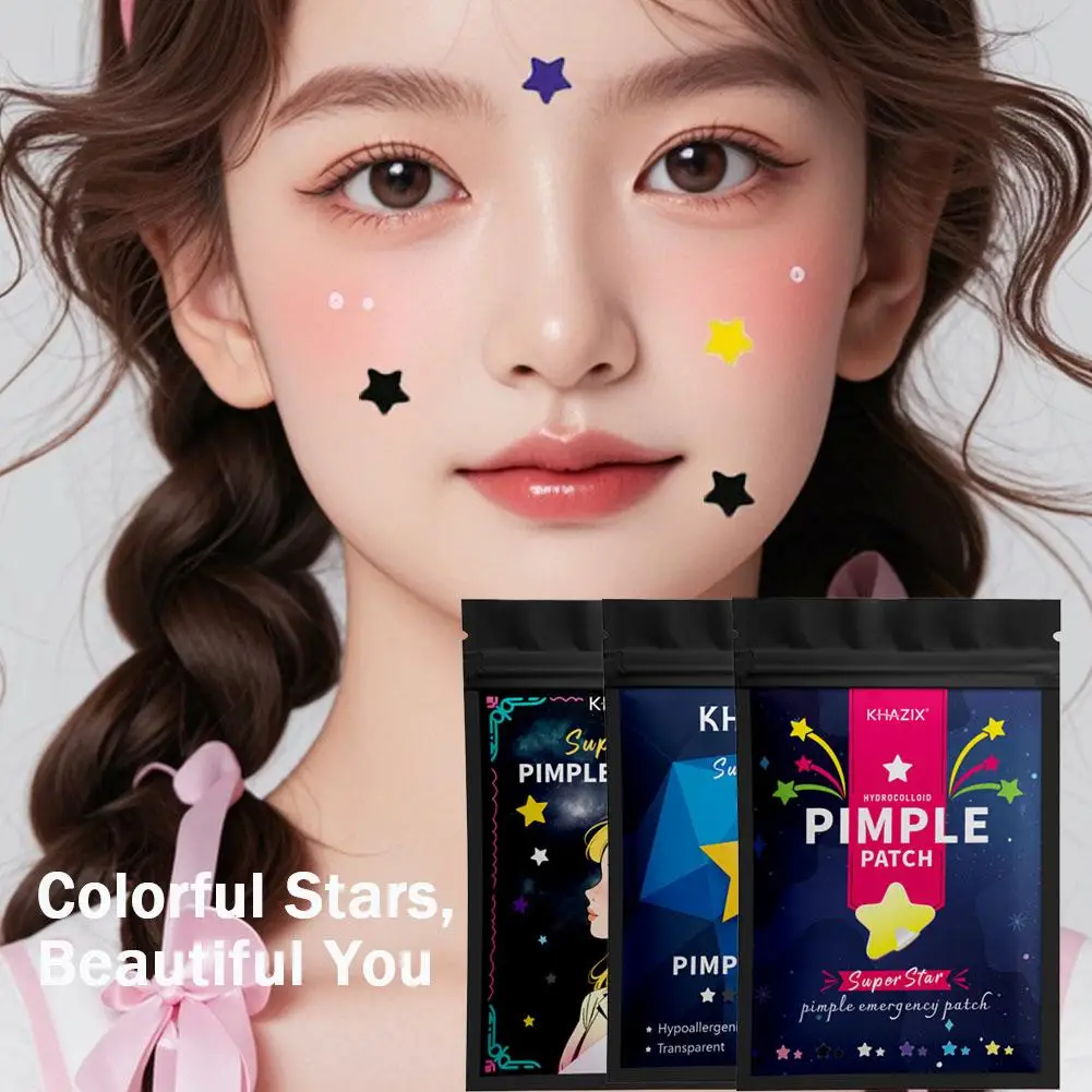 Star Colorful Acne Patch Invisible Concealer Cover Acne Marks Spots Acne Removal Acne Patch Anti-Acne Hydrocolloid Patch Makeup