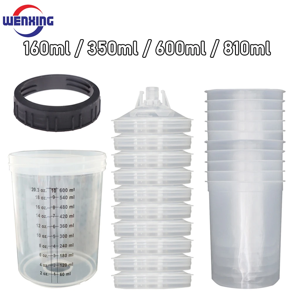 10Pcs 스프레이 건 페인트 혼합 컵 H/O 퀵 컵 에어 브러시 탱크 160ML/350ML/600ML/810ML 일회용 페인트 컵