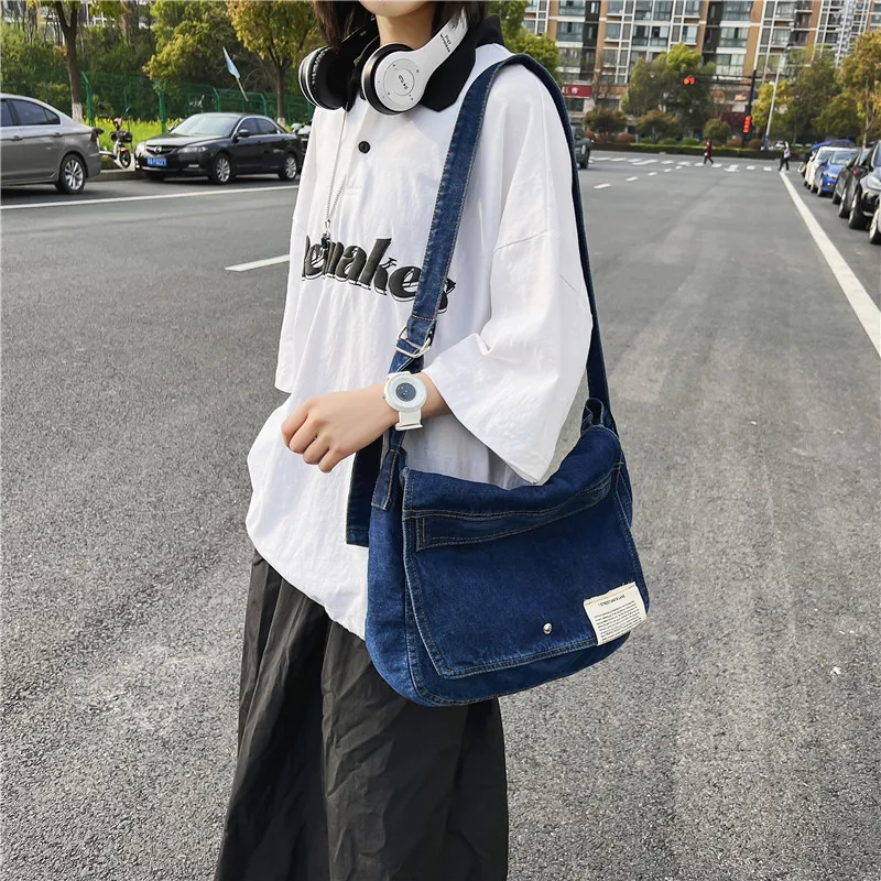 

Denim Flap Shoulder Bags For Women 2022 New Jeans Big Shoppers Bag Korean Female Eco Bag Large Capacity Crossbody Messenger Bags