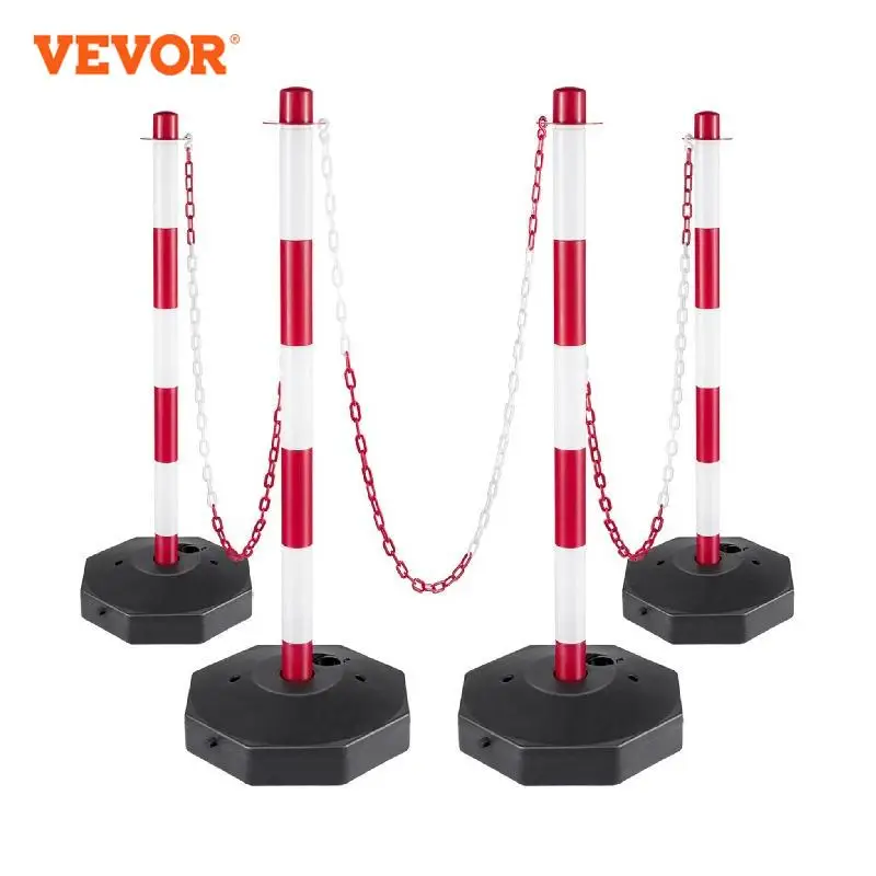 VEVOR 4ks 33inch plastový stanchion dav ovládání linky red&white bezpečnosti bariéra s záruka běžící pás pro parkovací staveniště partie