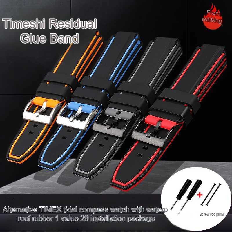Cinturino Cinturino In Gomma Siliconica Morbida Impermeabile Per Timex Tide Compass T2N720 T2N721 Tw2T76300 Series + Strumenti Perni A Vite Da Uomo