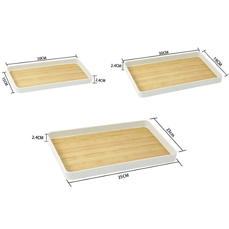 Japanese Style PP Imitation Bamboo Pattern Storage Tray Rectangular Thickened Teapot Plate Multifunctional Kitchen Storage Tools 6