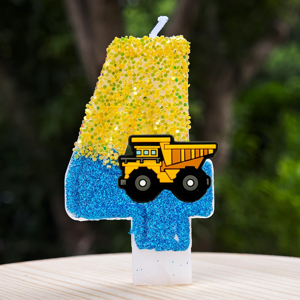 Engineering Fahrzeug Kerze Nummer 0-9 Geburtstag Kuchen Kerze Dekor Bagger Geburtstag Party Kuchen Topper Baby Dusche Dekor Geschenk – Detail 5