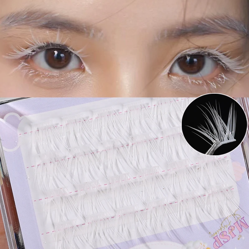 

White False Eyelashes Reusable Individual Pink Blue Purple False Eyelash Natural Fluffy Faux Mink Extension Lashes Makeup Tools