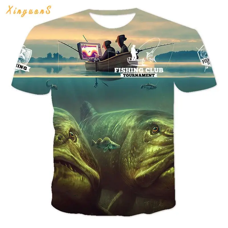 2021 Summer Fish 3d T-shirt Men's Hip Hop Fisherman Tropical Print