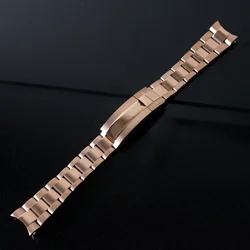 Premium 20mm 904L Stainless Steel Watch Band with Glide Lock Buckle - Silver Oyster Bracelet Design - 20mm (A5 Rose gold)