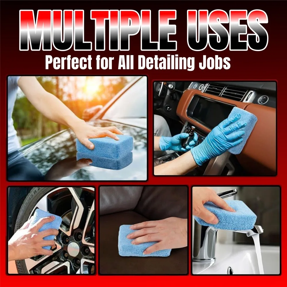 1-20PCS car waxing sponge Car detail waxing care pad Microfiber rectangular cleaning and polishing sponge car cleaning tools 3