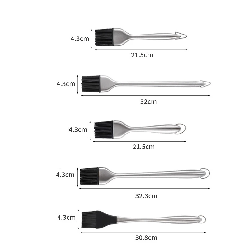 Stainless Steel Hollow Handle Silicone Brush, High Temperature Resistance, Barbecue Grease, Kitchen Cake Baking Cream Brush