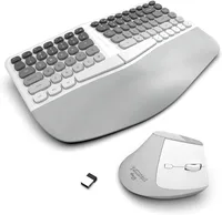 Jomaa Ergonomic Split keyboard and Mouse Creamy Wireless Keyboard Silent Mice Set with Wrist Rest for Laptop, PC, Windows
