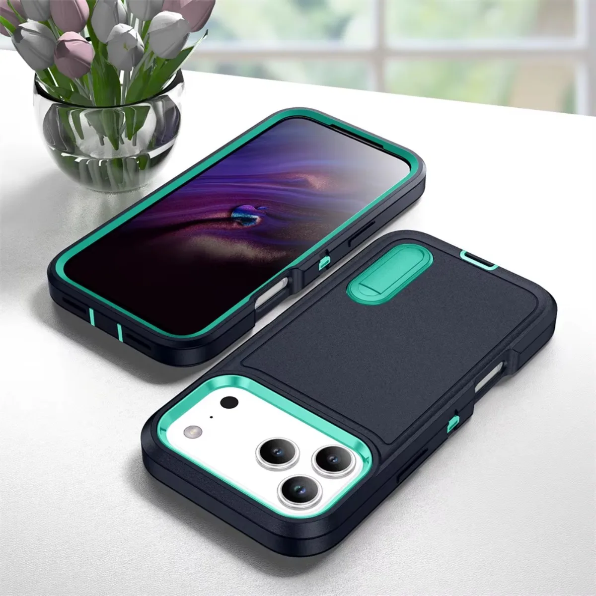 ShockProof Heavy Duty Stand Phone Case with Armor Protection and Kickstand Cover