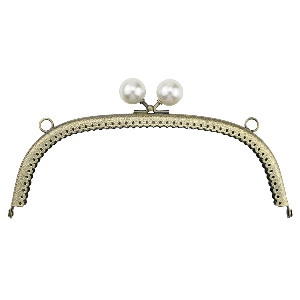 Metal Clutch Kiss Clasp Lock Lightweight with Pearl Coin Purse Accessories DIY Craft Frame