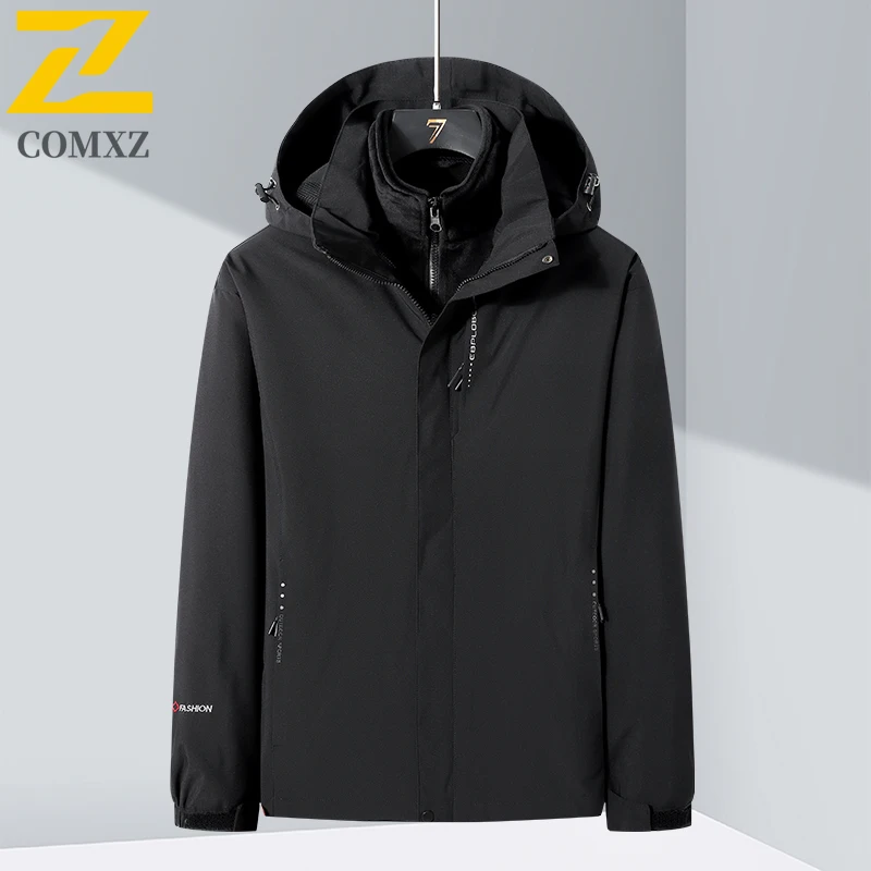 EIAO Winter Waterproof Windproof  Thermal Jacket for Hiking Camping Fishing Outdoor Sports Detachable Hood Snowproof Windbreaker