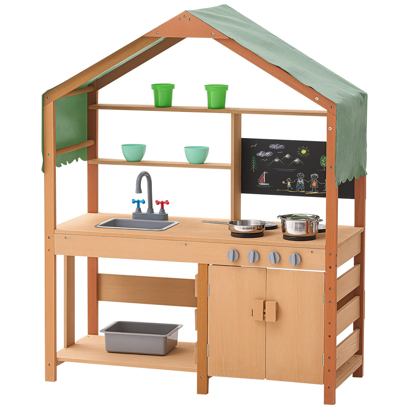 Outdoor Kids Mud Kitchen Playset with Stove and Faucet