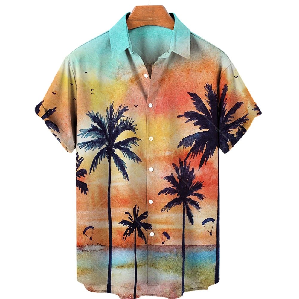 Men's Hawaiian shirts Summer beach vacation shirt Unisex men and women's daily clothing Fashion casual outdoor short sleeved top