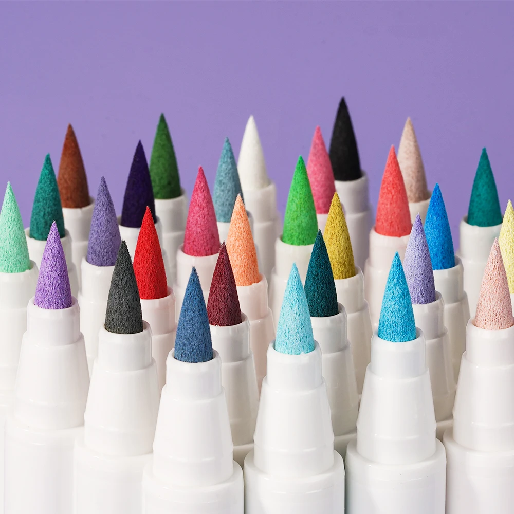 Acrylic Paint Marker Pens 30/32/36/64 Colors Brush Tip for Rock Stone etc