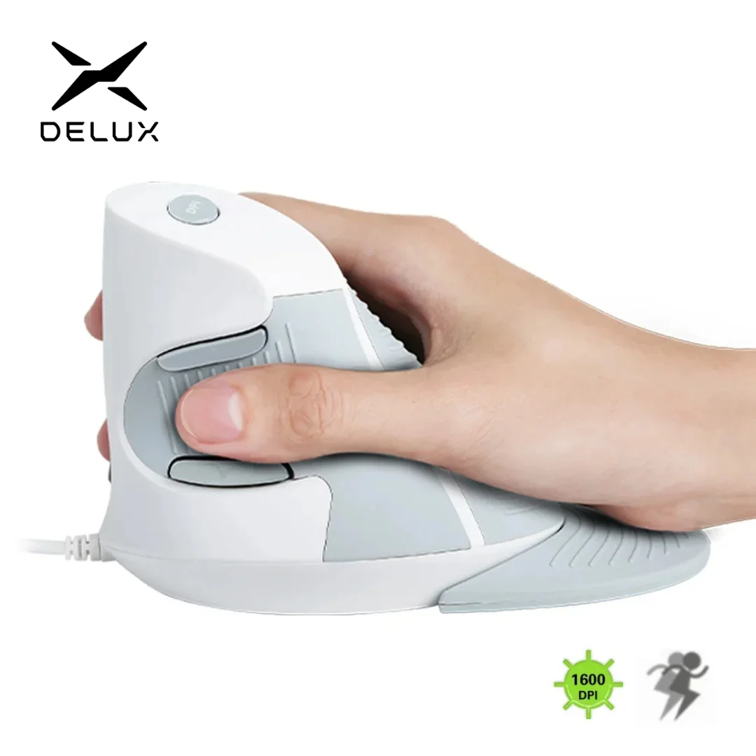 Delux M618BU Wired Ergonomic Vertical Mouse 1600 DPI 6 Buttons Optical Right Hand Mice with Wrist mat for PC Lapt ergonomic mouse wired mouse