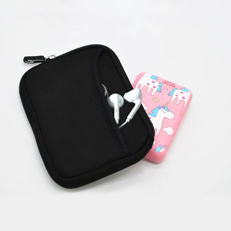 Compact Neoprene Travel Gadget Organizer and Earphone Pouch