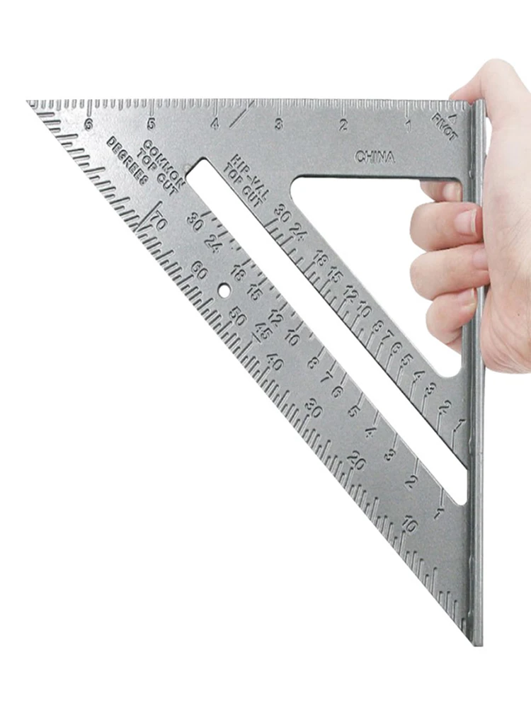 7 인치 삼각형 눈금자 검은 각도 Squrae 서까래 사각형 각도기 고정밀 알루미늄 합금 삼각형 눈금자 목공 도구