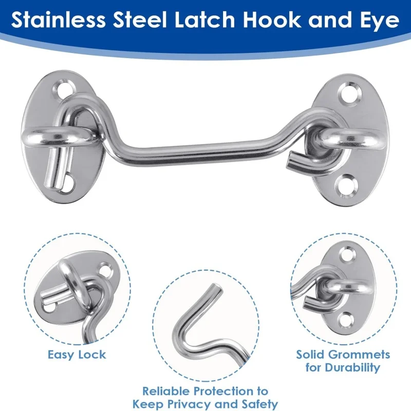4Pcs Stainless Steel Hook and Eye Latch