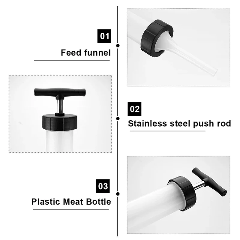 Sausage Stuffer Machine Manual Sausage Maker Hand Operated Fast Filling Tool Syringe Funnel Nozzle Household Tools
