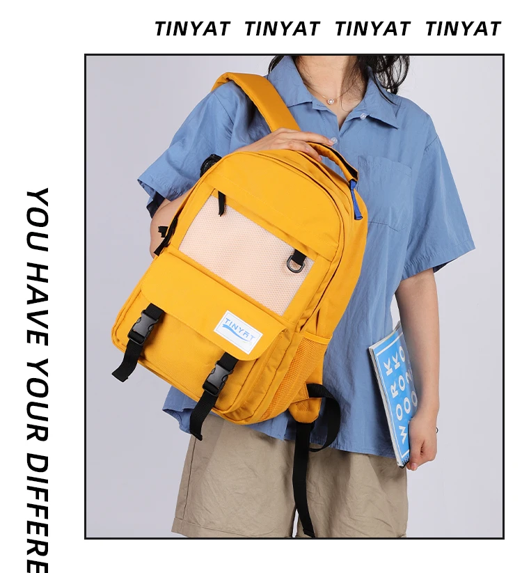 TINYAT Kawaii Laptop-Damenrucksack für Teenager und Mädchen, 20 l, Harajuku-Schultasche für Männer mit versteckten Taschen für Frauen zur Schule – Detail 12