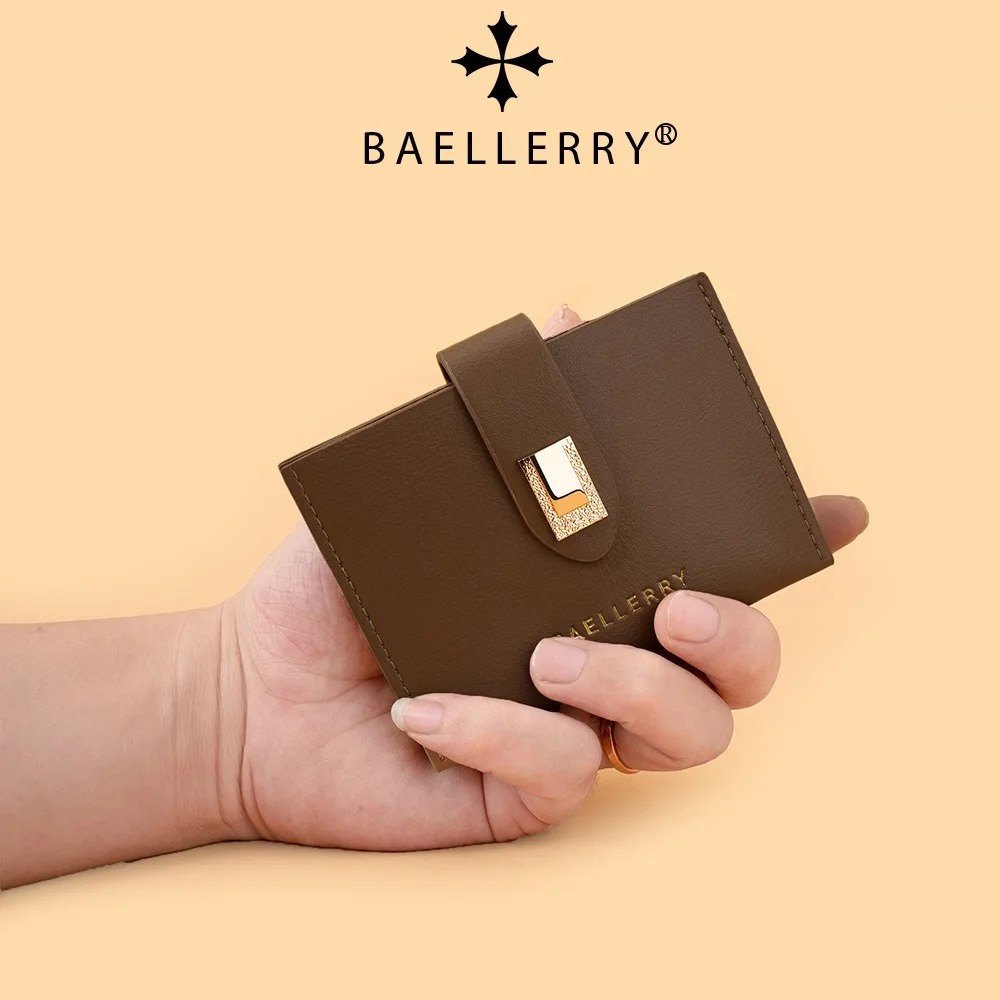 Baellerry Women's Snap Button Short Wallet PU Leather Fashion Clutch Coin Purse with Card Slots Slim Zip Pocket Gift for Her