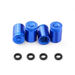 Premium Waterproof Car Tire Valve Caps - Set of 4 (Blue)