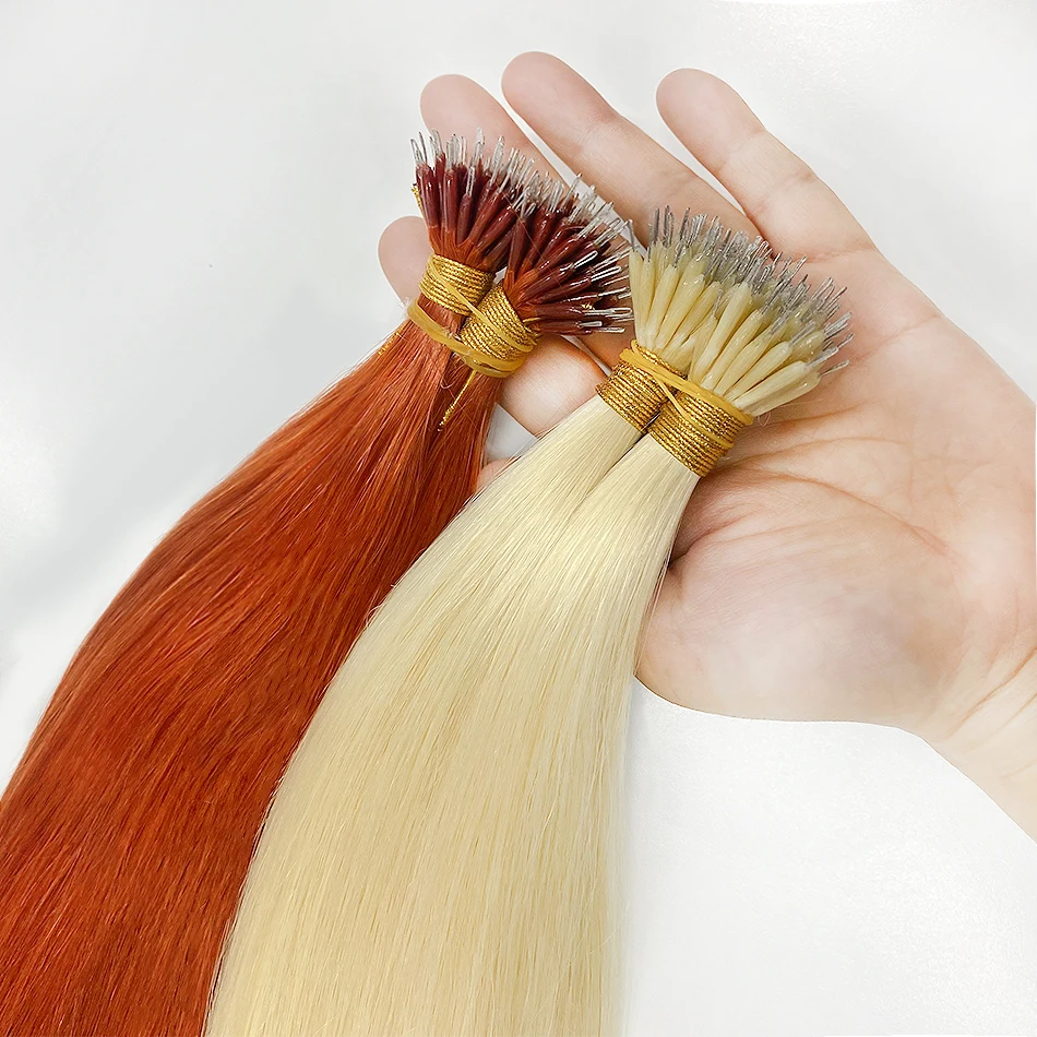 Straight Nano Ring Human Hair Extension Keratin Capsule Micro Ring Hair Extensions Nanoring Natural Fusion Remy