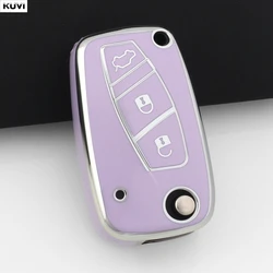 Pink TPU Car Key Case Cover - Protective Fob Accessory (Purple)
