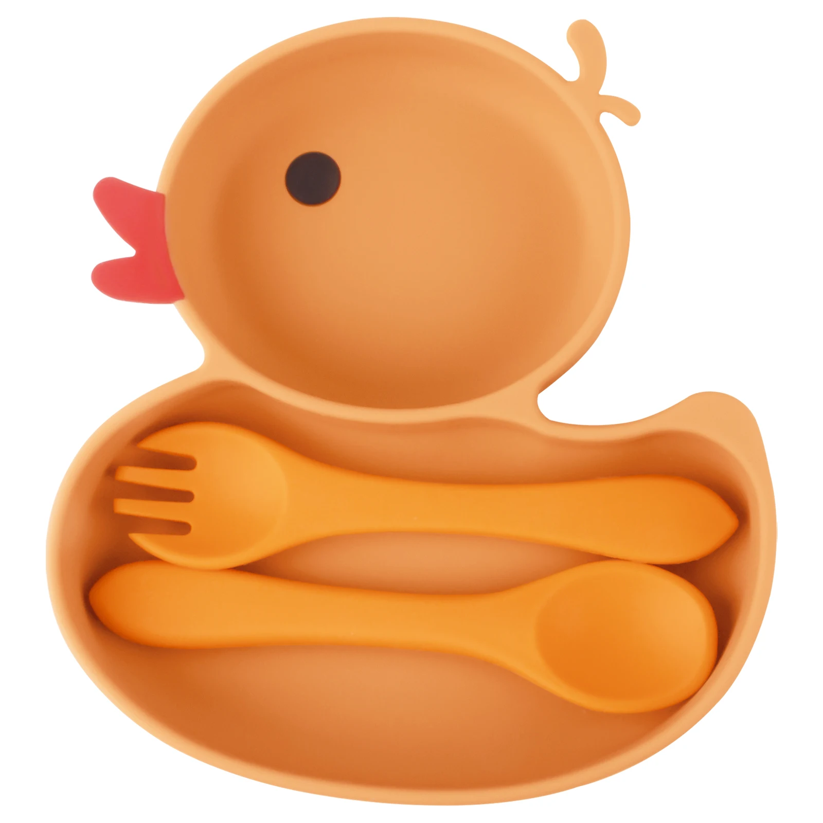 Upgrade Silicone Baby Plate Cute Yellow Duck Children Dishes Suction Plates for Toddlers Baby Training Feeding Sucker Dinnerware