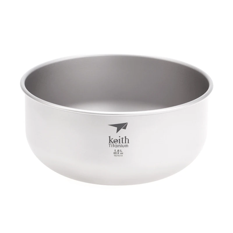 Keith Titanium Bowl Camping Salad Tableware Large Soup Bowls Food Container Outdoor Hiking Travel Picnic Cookware Bowl 1.8L 2