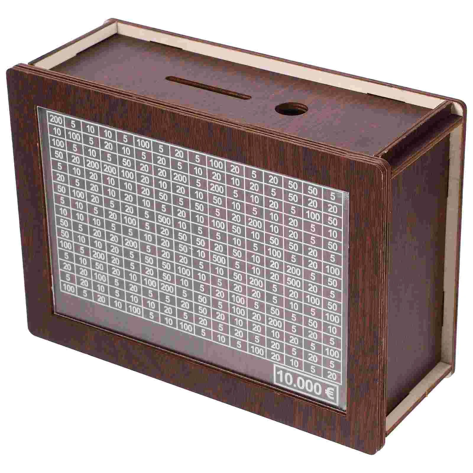 

1000/2000/3000/5000/10000 Euro Wooden Piggy Bank Money Saving Box With Saving Goal And Numbers Boxes