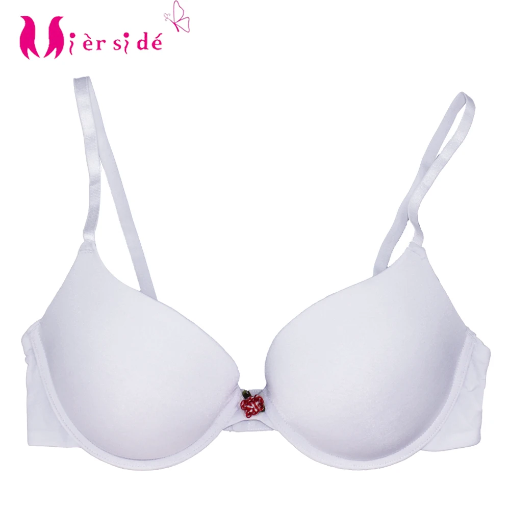 

Mierside 01102710 Push Up Bra Thick Padding White 3/4cup Bra Women Beautiful Flower Decoration Underwear Sexy Size 30-38 A/B/C